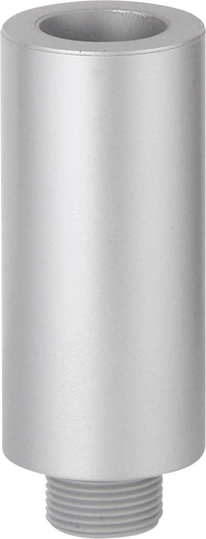 Silver cylindrical adapter with threading at the bottom; presumably used for attaching to a device or frame.