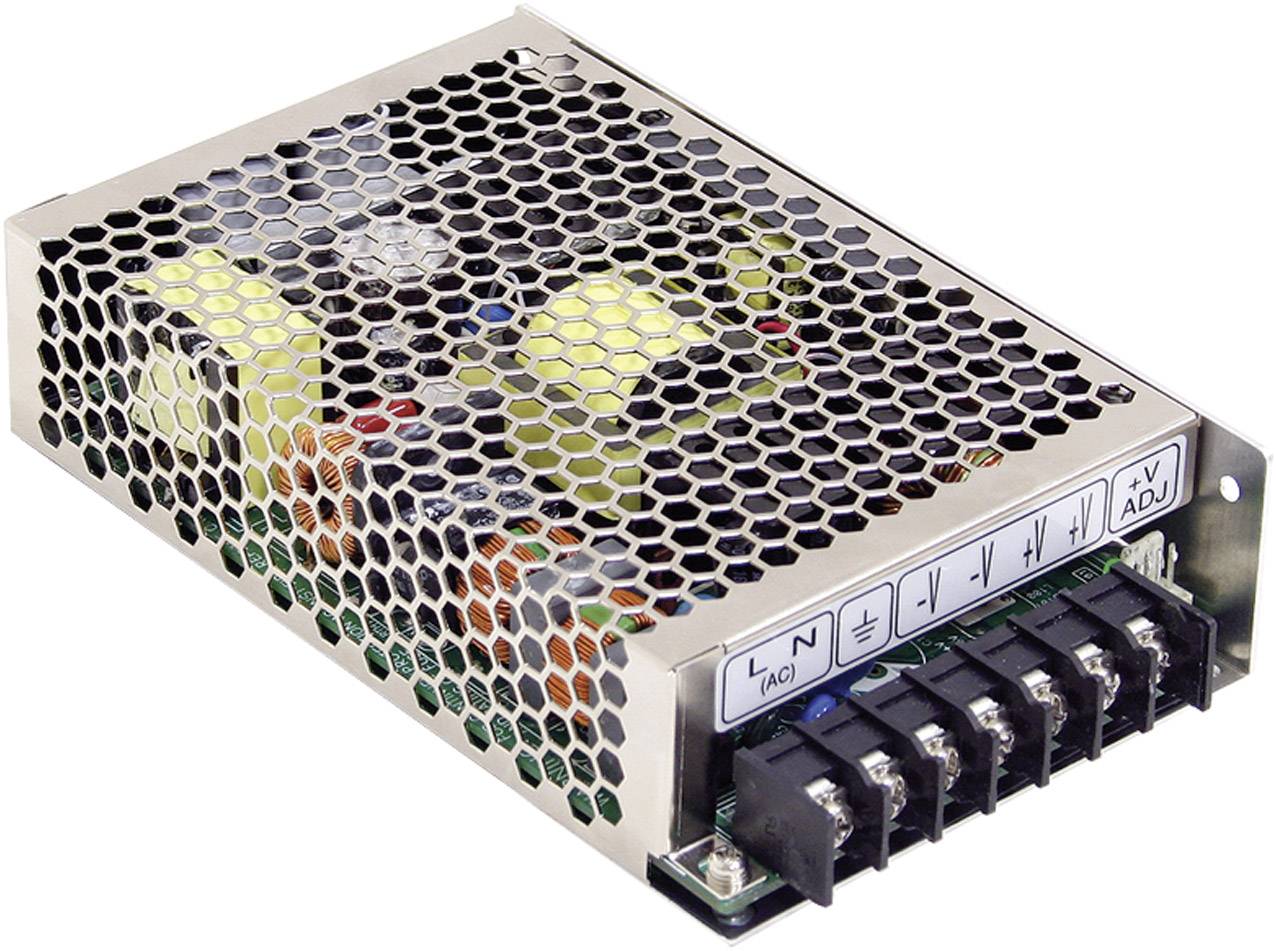 A metal power supply unit with multiple ports and labels for voltage adjustment and connections visible on the front panel.
