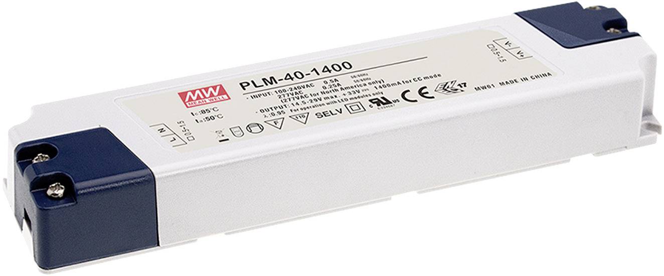 MW Mean Well PLM-25-350 LED driver Constant current 25 W 0.35 A 42 - 72 V DC Approved for use on furniture, Surge protection
