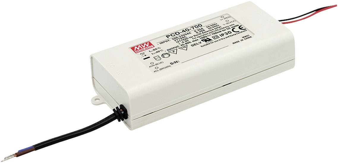 MW Mean Well PCD-40-1050B LED driver Constant current 40 W 1.05 A 22 - 38 V DC dimmable, PFC circuit, Surge protection, Suitable