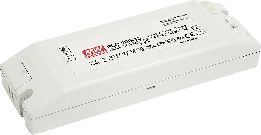 MW Mean Well PLC-100-24 LED driver, LED transformer Constant voltage, Constant current 96 W 0 - 4 A 24 V DC not dimmable, PFC