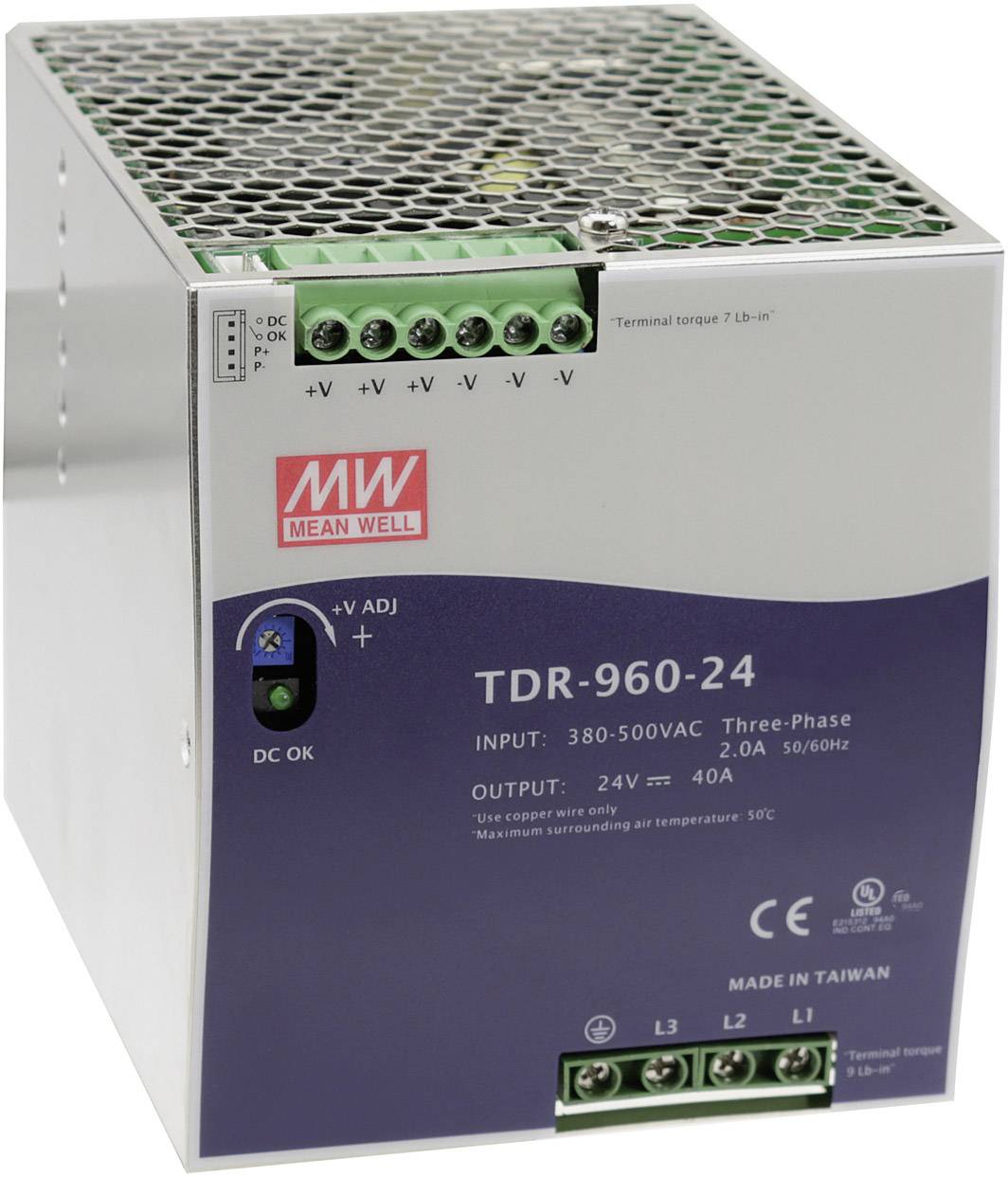 MW Mean Well TDR-960-48 Rail mounted PSU (DIN) 48 V DC 20 A 960 W No. of outputs:1 x Content 1 pc(s)