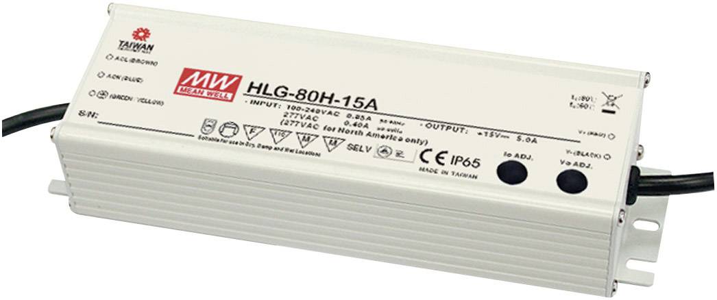 Mean Well HLG-80H-24 LED driver, LED transformer Constant voltage, Constant current 81 W 3.4 A 24 V DC dimmable, PFC circuit