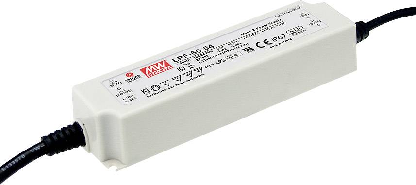 MEAN WELL LPF-60-24 LED driver, LED transformer Constant voltage, Constant current 60 W 2.5 A 14.4 - 24 V DC not dimmable, PFC