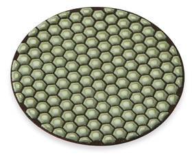 Round plate with a honeycomb pattern in green and brown tones.