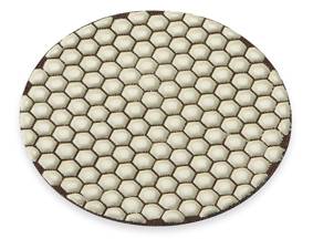 A round structure shows a honeycomb-like pattern with hexagonal cells.