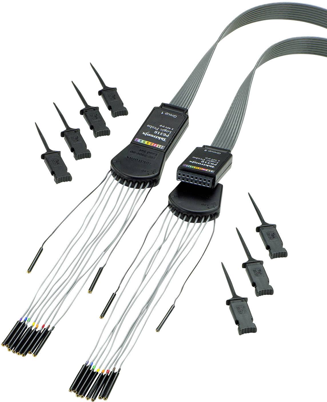 Logic analyser cable set with numerous connections and terminals, suitable for electronic diagnostics and signal measurement.