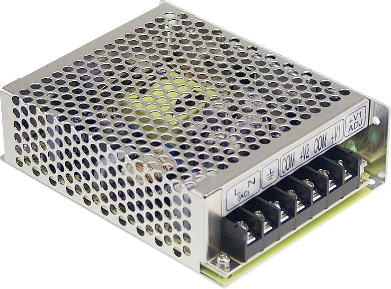 Metallic power supply with multiple screw terminals, labelled with '+V', '-V' and 'COM'. Primarily used for electronic devices.