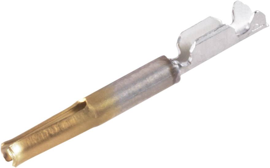 A single metal contact with a gold-plated connection area and silver-coloured shaft, used for electrical connections.