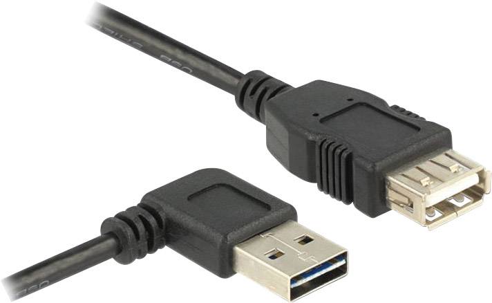 Delock USB cable USB 2.0 USB-A plug, USB-A socket 1.00 m Black Duplex use connector, gold plated connectors, UL-approved 83551