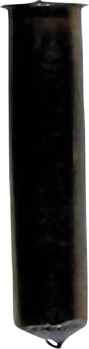 A vertical, dark metal pipe with a tapering point at the bottom, possibly an object of industrial application.