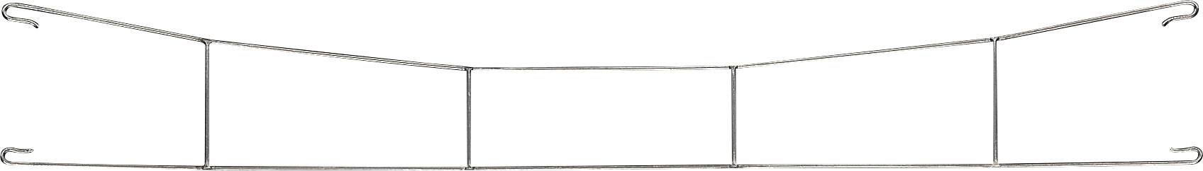 Metal frame with hooks at both ends, likely part of a device or structure, simple design.