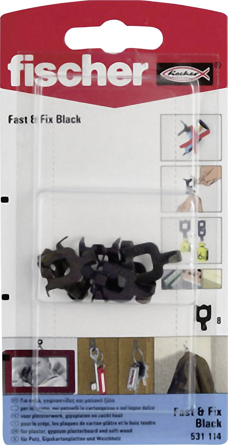 Fischer 531114 Wall hook fast & Fix Black K 8 pc(s)
