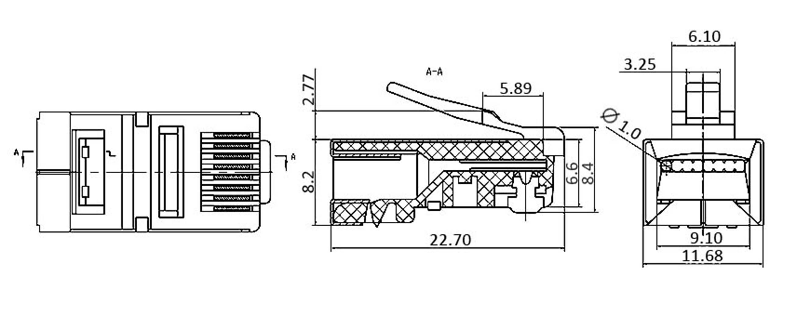 econ connect MPL8/8RG Modular plug MPL8/8RG Plug, straight No. of pins (RJ) 8P8C