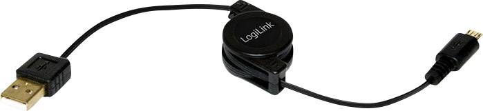Retractable USB cable with USB-A plug and Micro-USB plug. Ideal for flexible and space-saving connection options.
