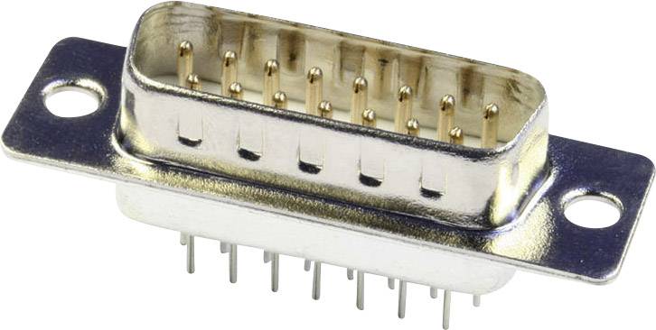 A silver D-sub plug with 15 pins, typically used for electronic connections.