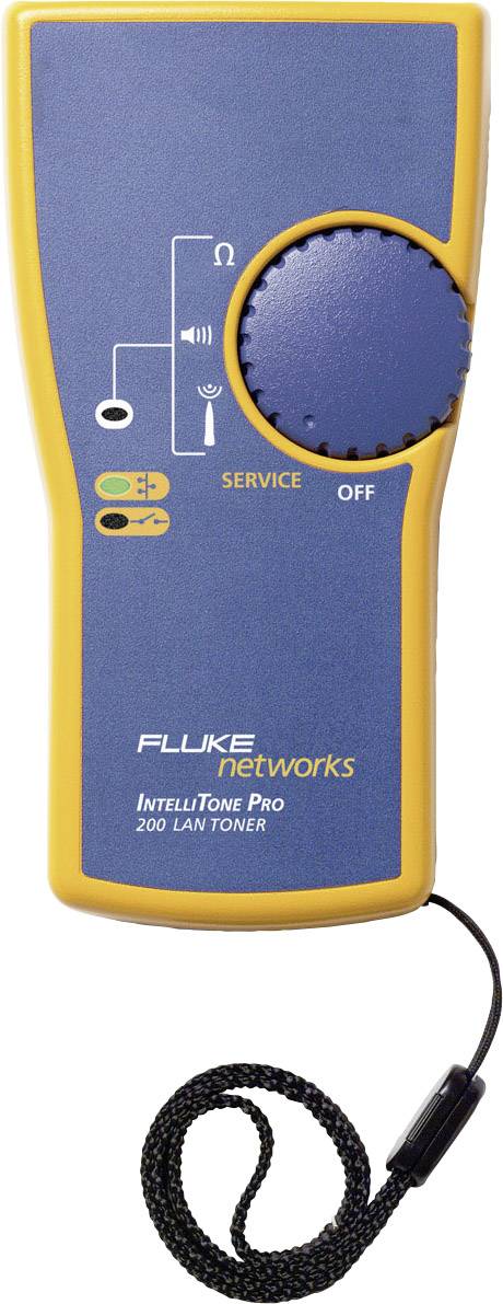 A LAN audio device with a blue and yellow casing displays symbols for cable connections and switch positions.