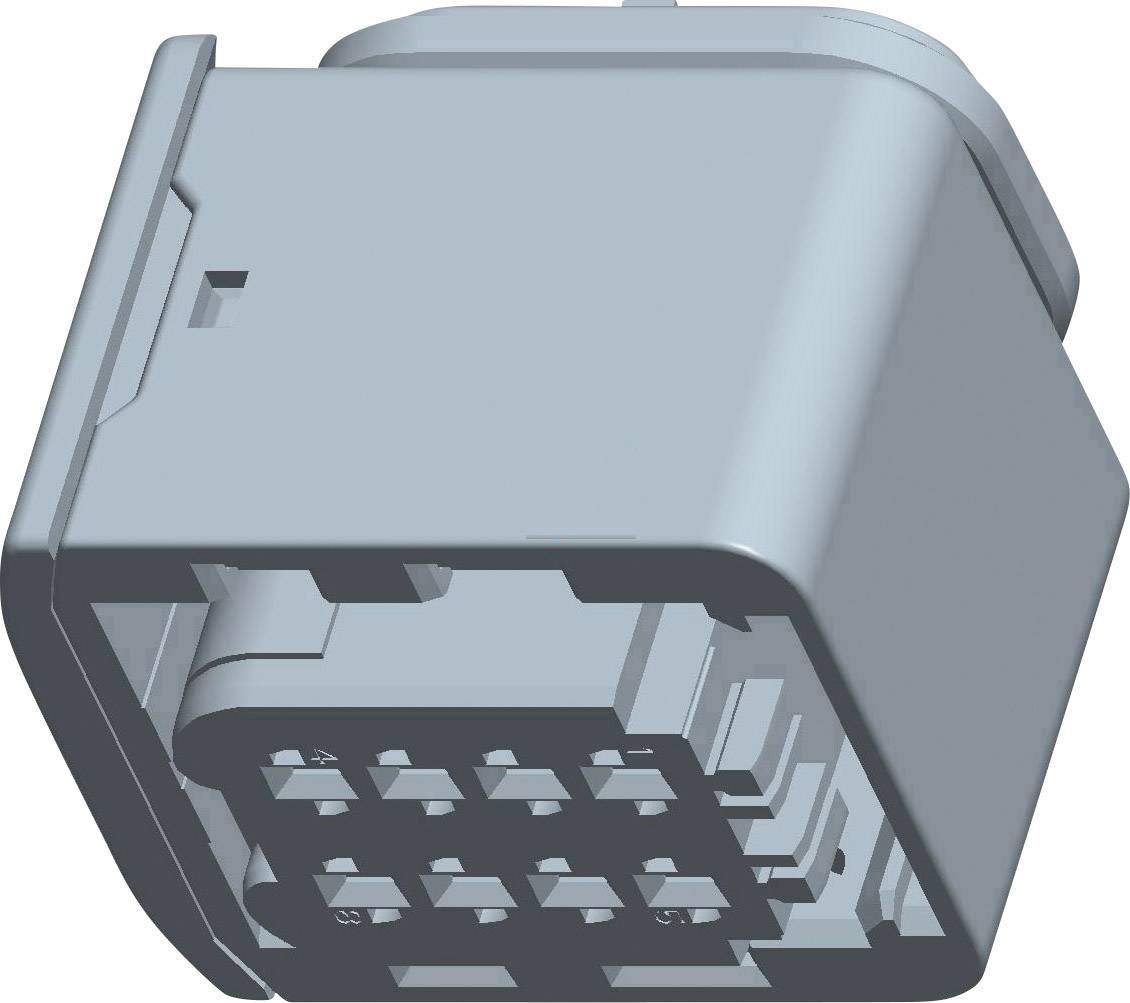 A light grey, rectangular connector with multiple square terminals arranged in two rows.