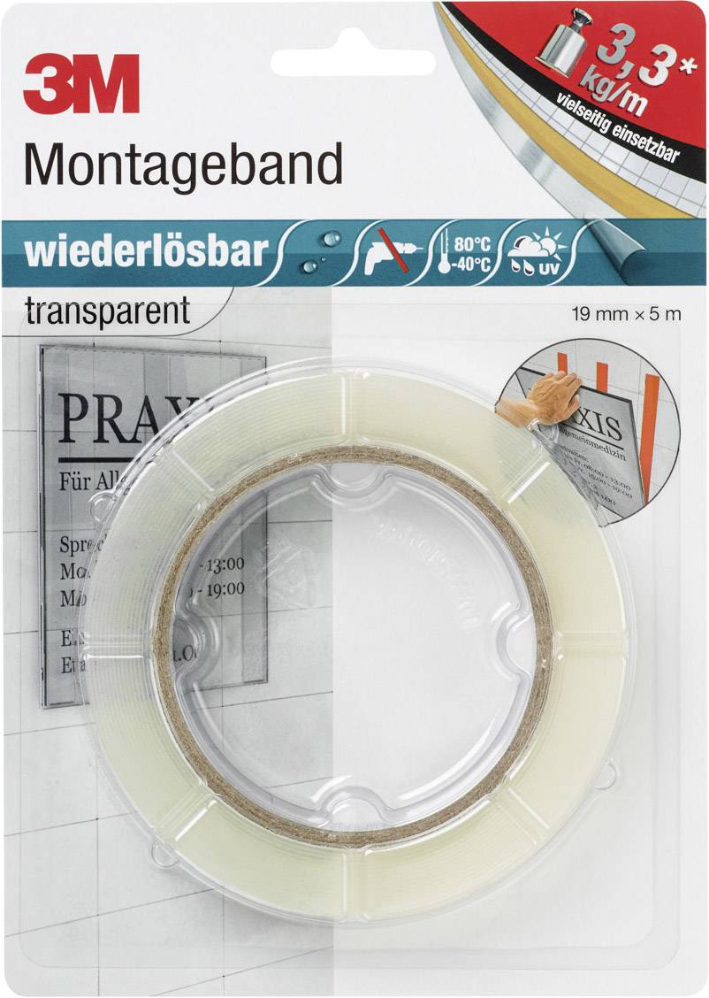 3M PX5011 8899195 Double sided adhesive tape Transparent (L x W) 5 m x 19 mm 1 pc(s)