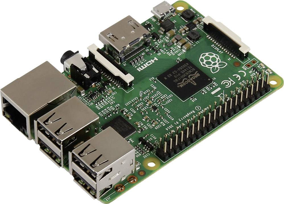 A Raspberry Pi single-board computer with USB ports, HDMI output and GPIO pins, suitable for various technical projects.