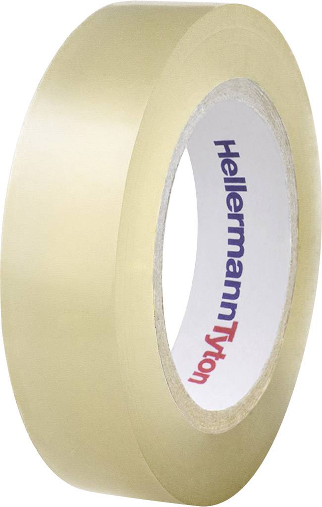 Beige roll of adhesive tape with 'HellermannTyton' printed on the inside.