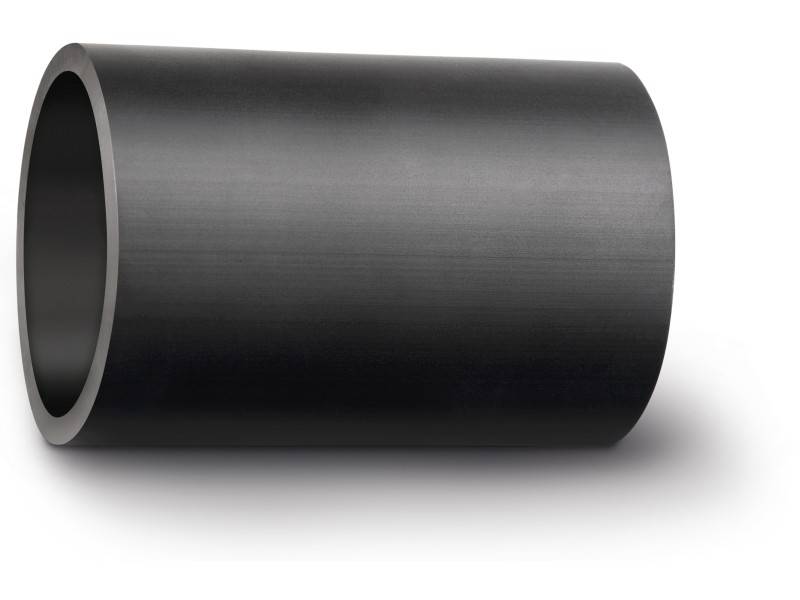 A black, tube-like object positioned with an open end, placed on a white background.
