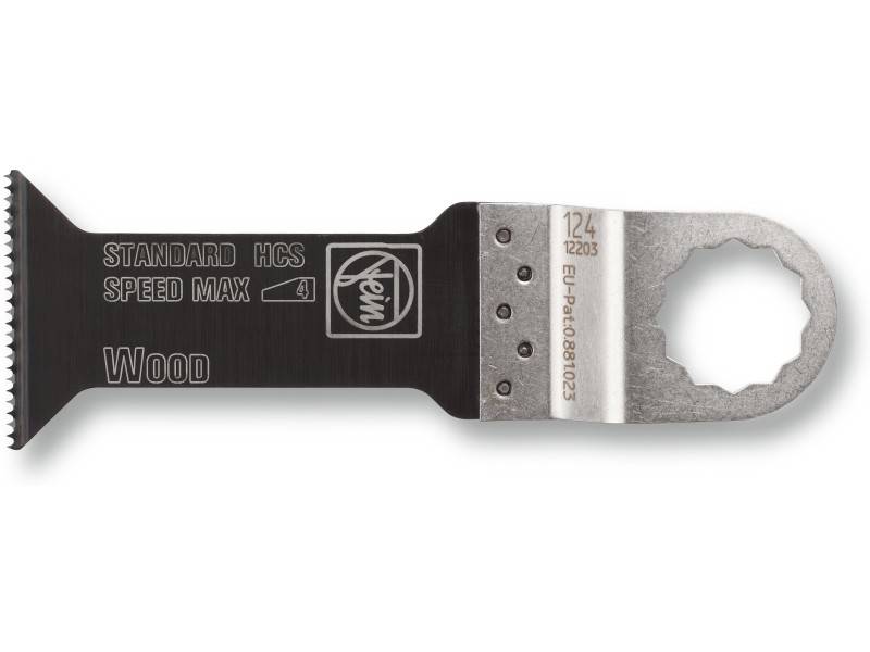 Multifunctional saw blade with inscription 'STANDARD HCS SPEED MAX 4 Wood'. Suitable for woodworking.