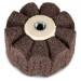 A brown, round grinding tool with multiple segmented blades, a metal core in the centre, used for polishing or grinding.