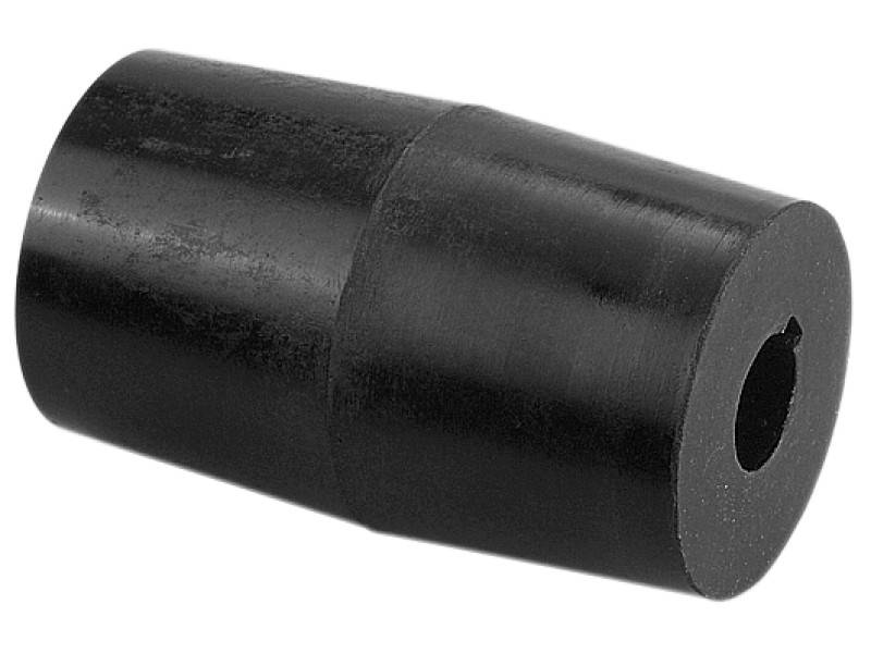Black cone with a cylindrical through-hole in the centre, possibly a technical component or damping element.