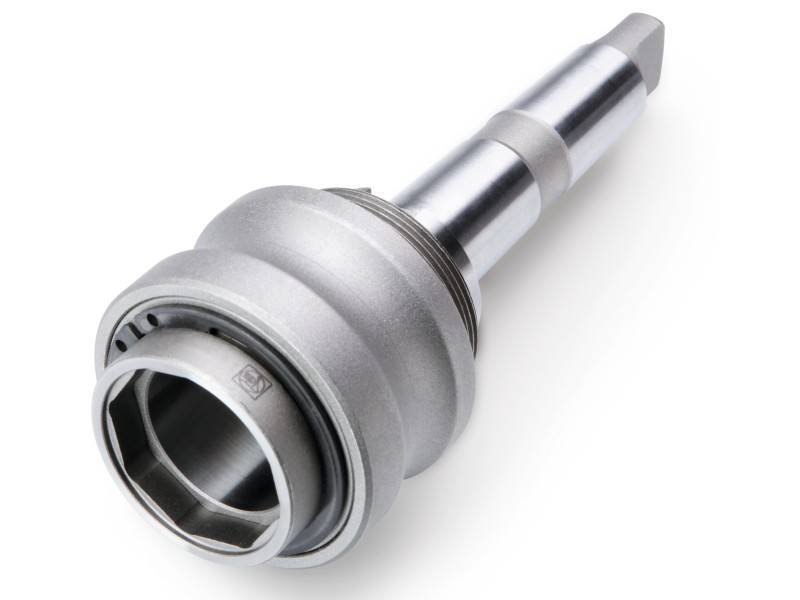 A silver metallic tool with a tubular shaft and rounded end, suitable for industrial applications or mechanical engineering.