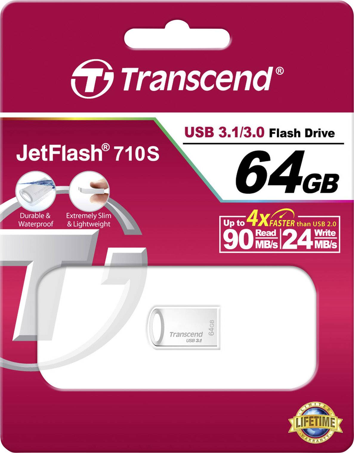 Transcend JetFlash® 710S USB stick 64 GB Silver TS64GJF710S USB A (USB 3.2 1st gen)