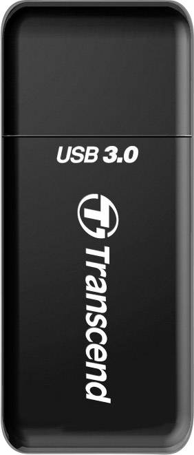 Black USB stick with the inscription 'USB 3.0 Transcend', shows the model of the storage device.