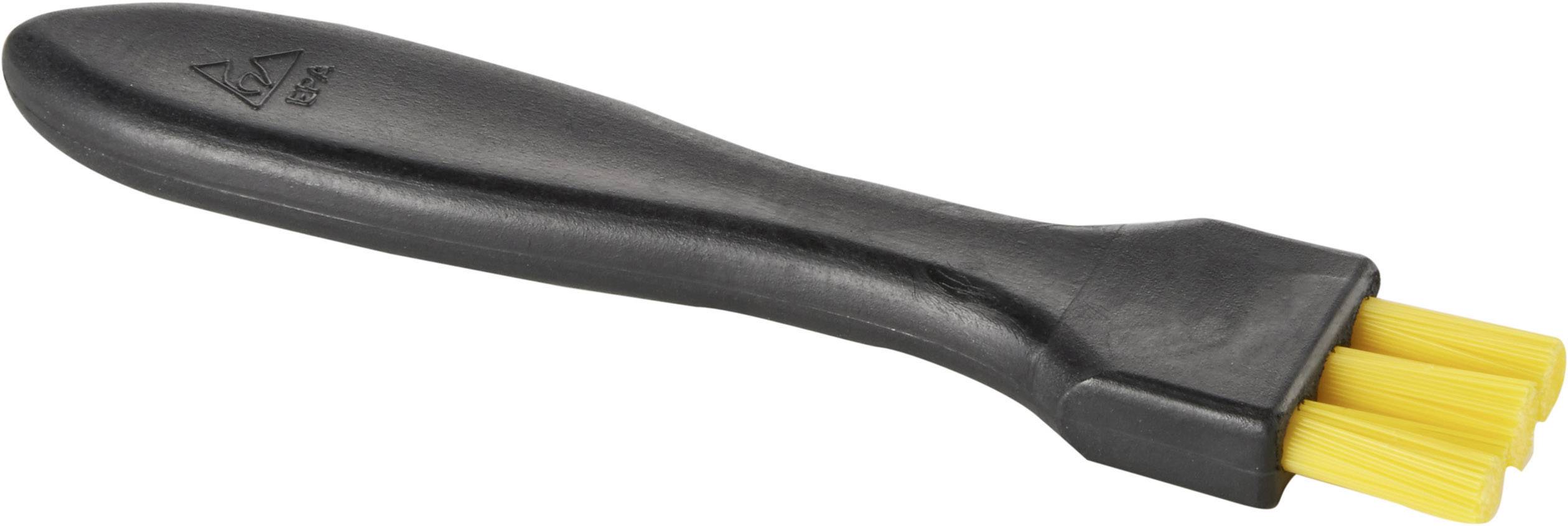 Black handle with yellow bristles, likely a cleaning tool.