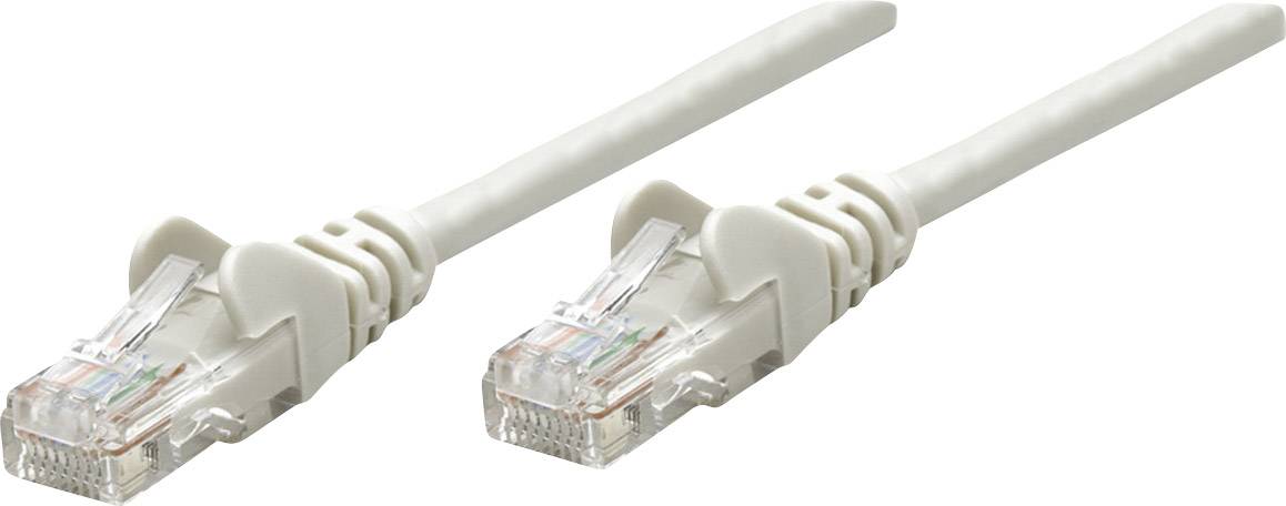 Two grey Ethernet cables with RJ45 connectors on a white background.