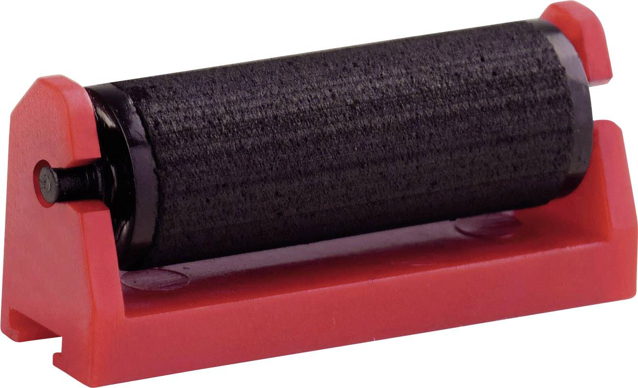 Black paint roller with a red casing, likely a replacement part for printing or writing equipment.