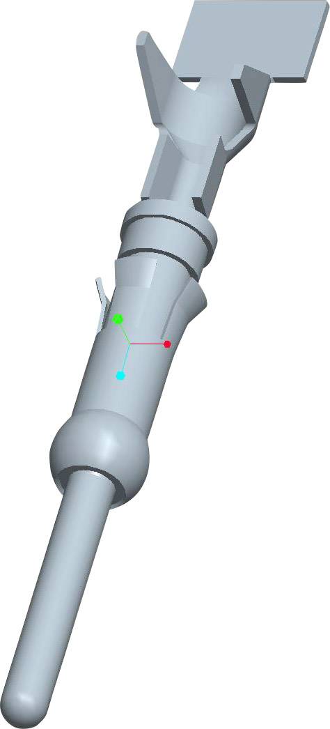A grey, technical device with a lever. It has a three-dimensional coordinate system mapped on its surface.