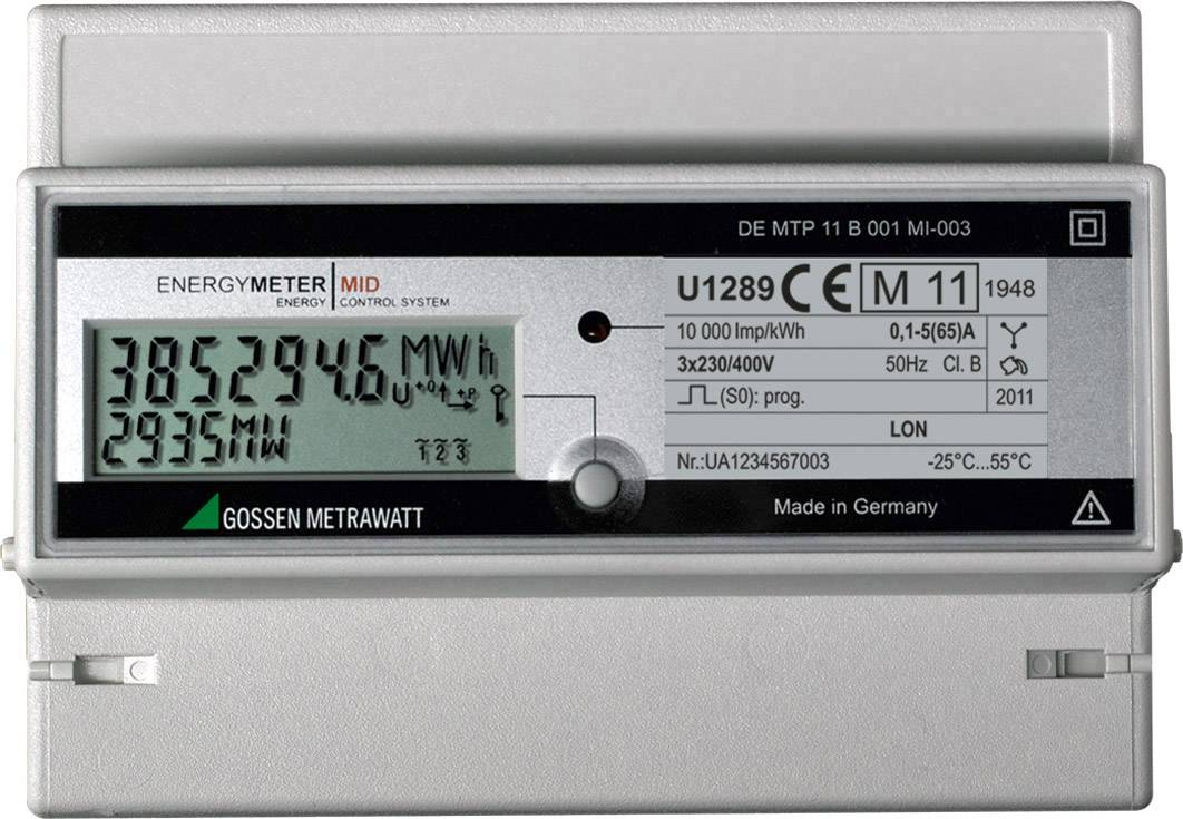 Gossen Metrawatt U1289-V012 U1289-V012 Electricity meter (3-phase) Digital 65 A MID-approved: Yes 1 pc(s)