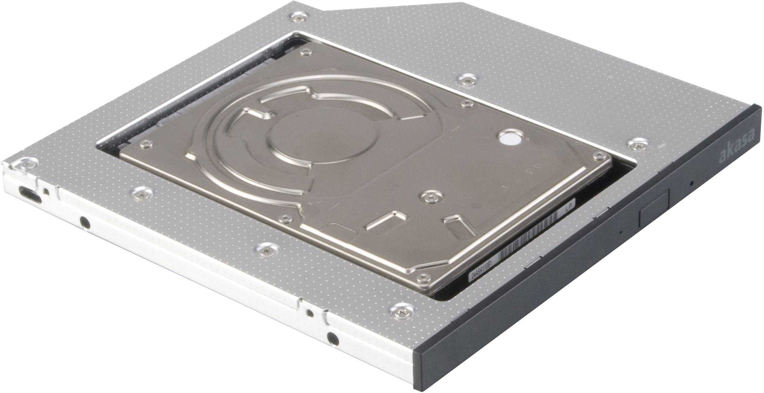 A laptop caddy for an SSD or HDD, designed to replace the optical drive.