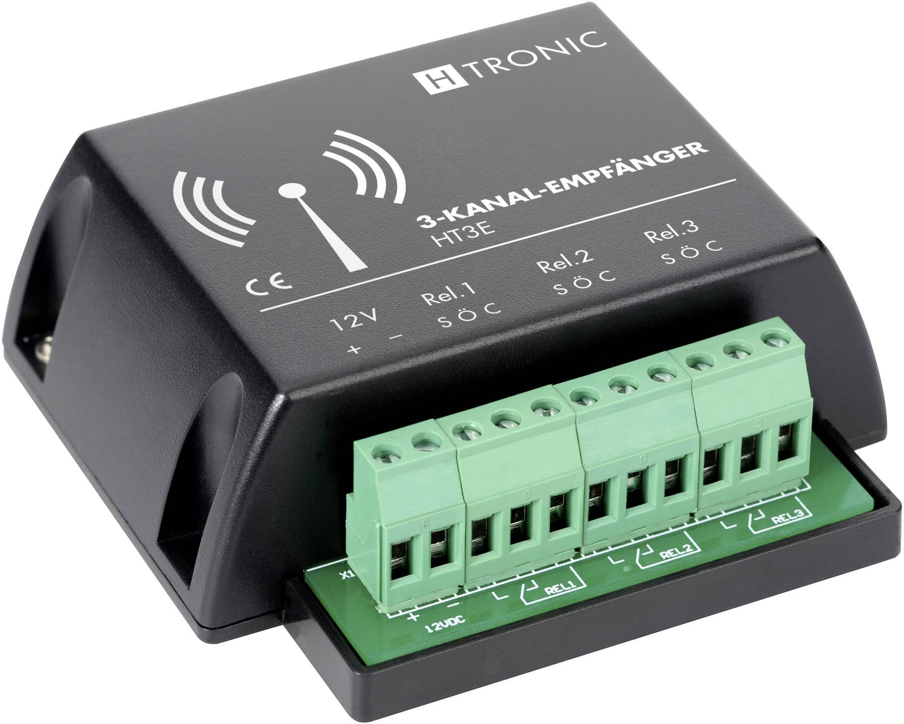 H-Tronic HT3E Wireless receiver 3-channel Frequency 868.35 MHz 12 V DC