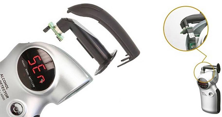 ACE AL6000 Breathalyser Silver 0.0 up to 4 ‰ Exchangeable sensor, Incl. display
