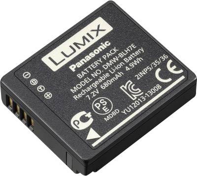 Black Panasonic Lumix Battery, Model DMW-BLJ7E, 7.2V, 680mAh, 4.9Wh.