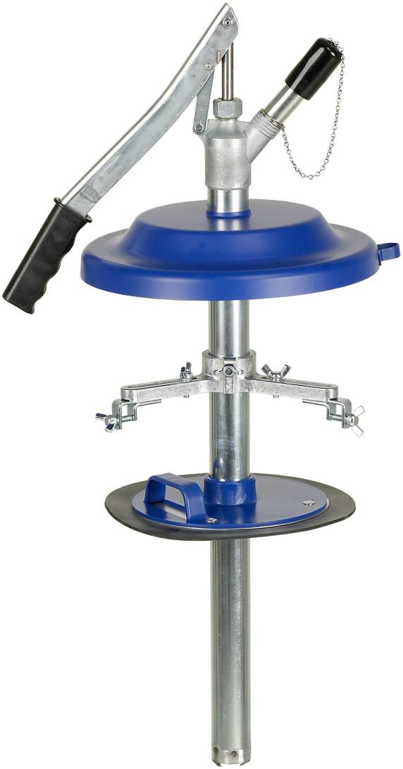 A manual barrel tool with a lever and blade, for safely opening metal barrels. Includes a chain attachment.