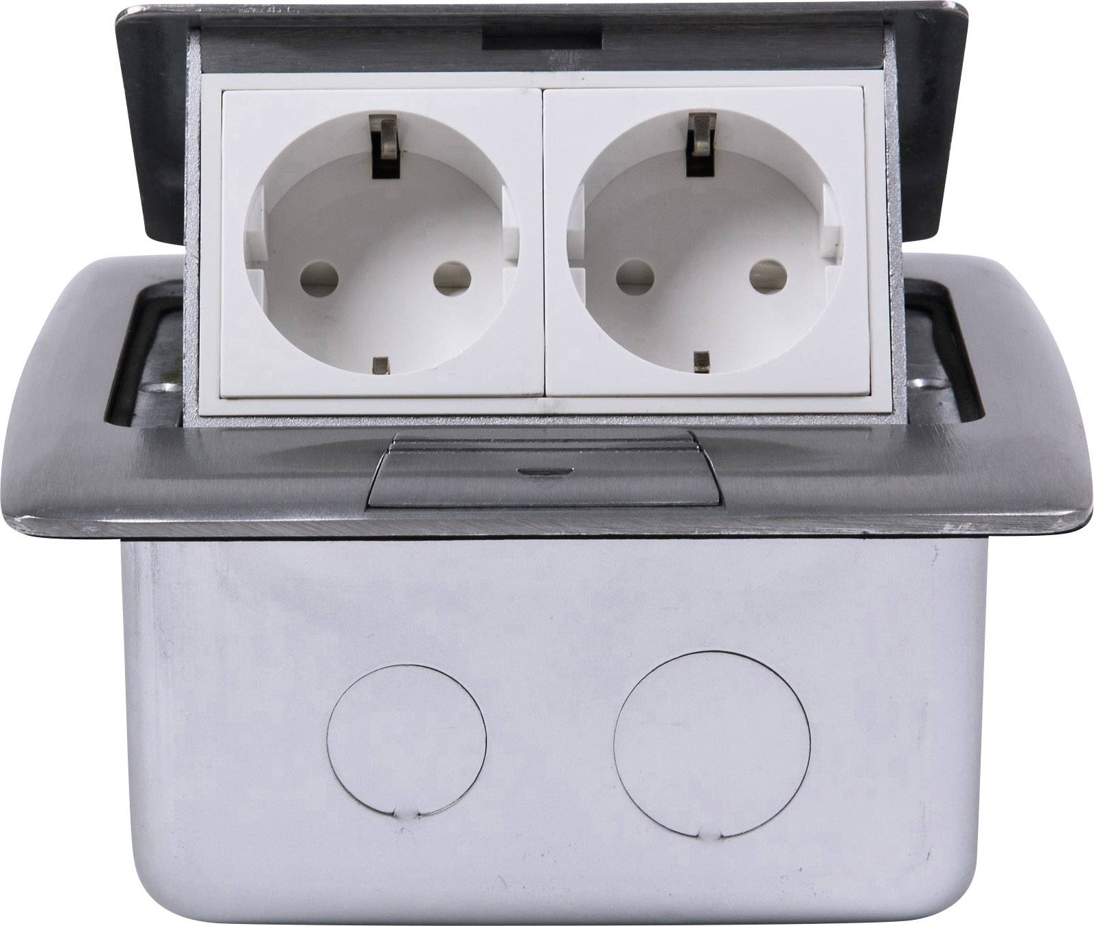 Heitronic 40462 2x Floor socket IP20 Silver