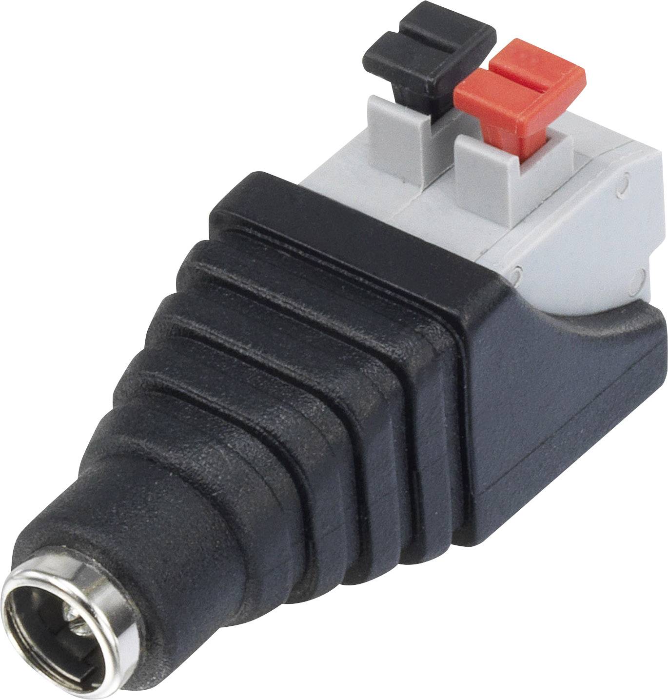 Audio adapter with black and red connection clip.