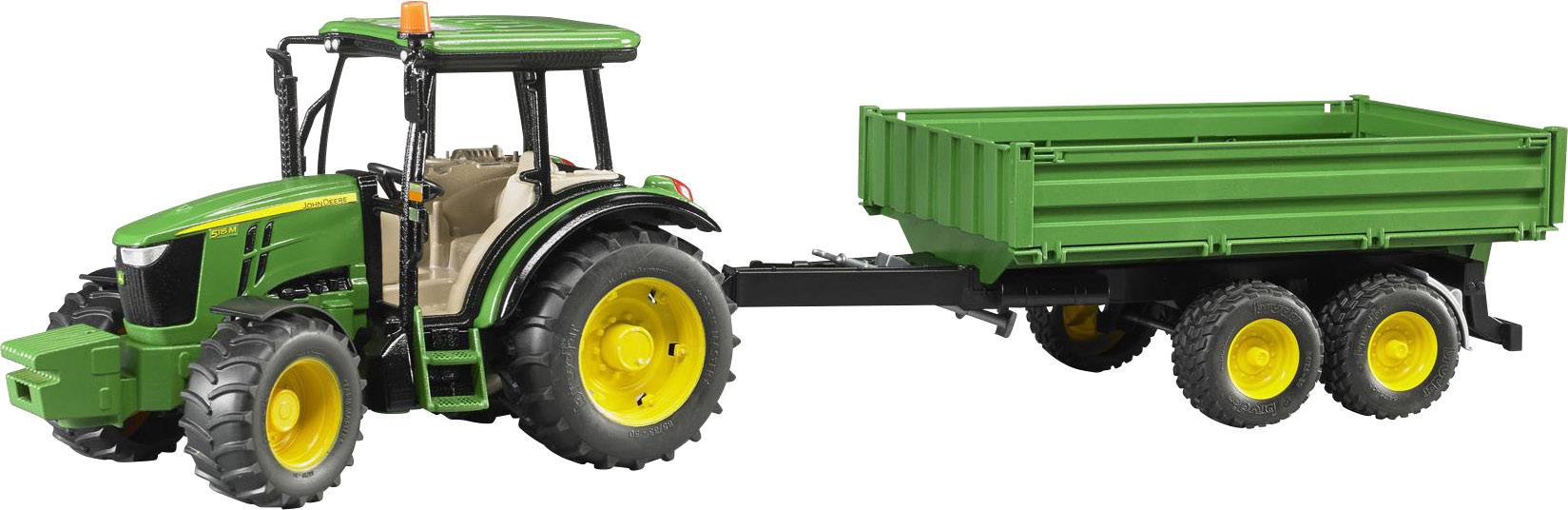 Brother John Deere 5115 M with board wall trailer