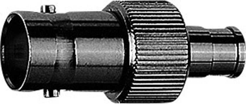 A black, ribbed hose connection with a cylindrical adapter, shown from the side.