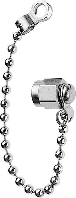 A metal chain with round links and two fixing loops.