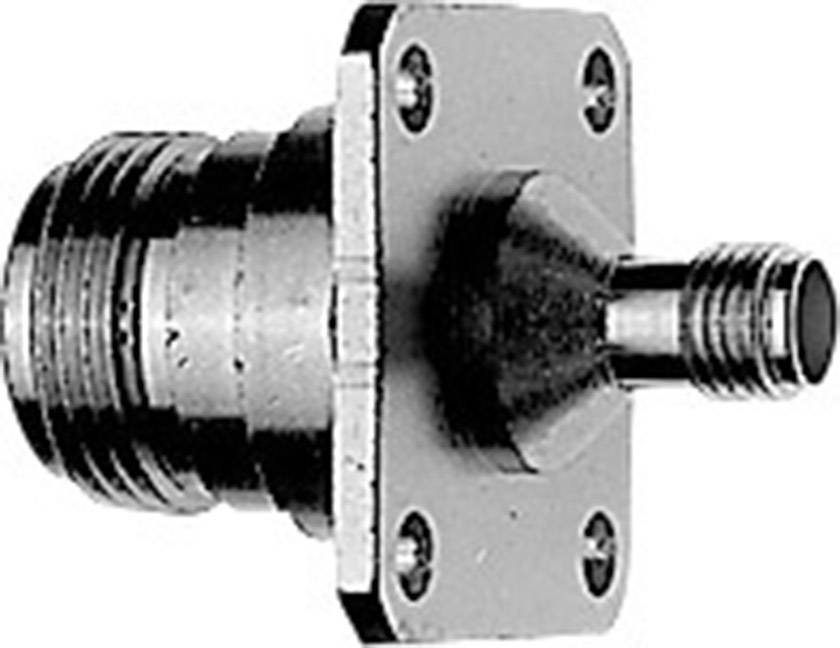 A rectangular metal adapter with a threaded screw and round connections at both ends, possibly for pipes or cables.