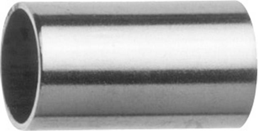 Silver, cylindrical metal tube section with an open end, smoothly polished surface, against a white background.