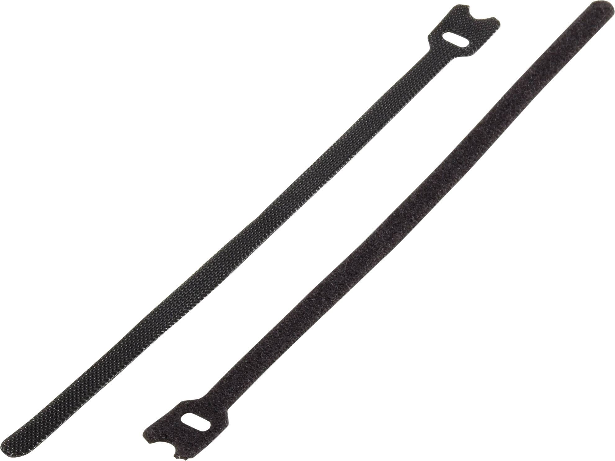 Basetech 98001c378 Hook-and-loop cable tie for bundling Hook and loop pad (L x W) 200 mm x 7 mm Black
